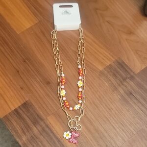 Disney Gold Necklace with Red and White Accents